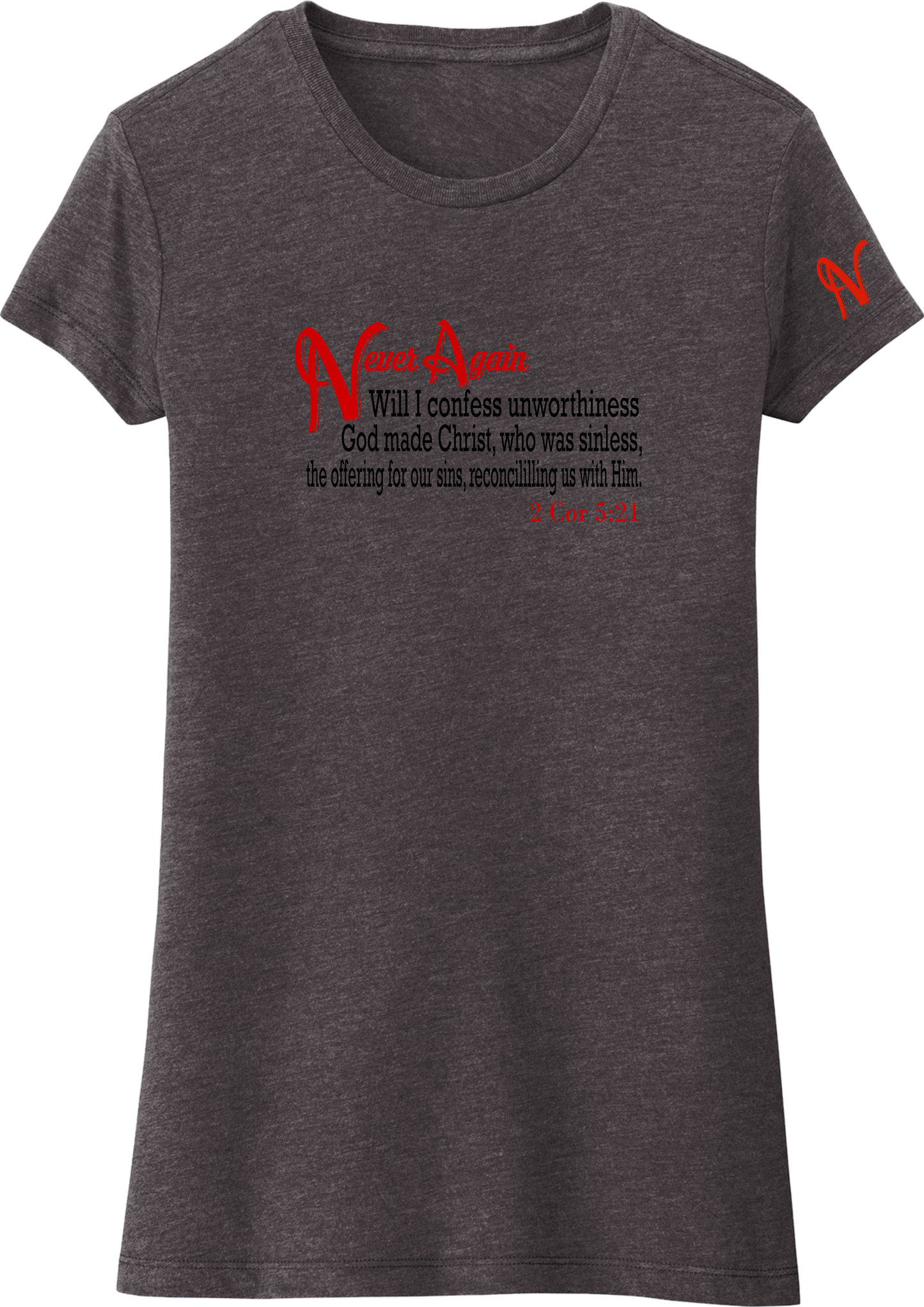 Never Again 2 Cor 521 Unworthiness DT155 Womens Short Sleeve