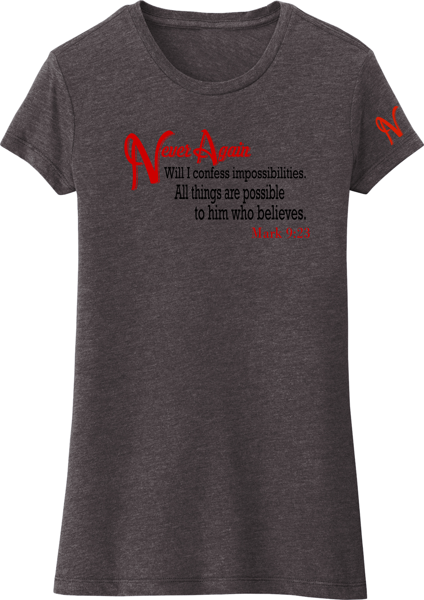 Never Again Mark 923 Impossibilities DT155 Womens Short Sleeve